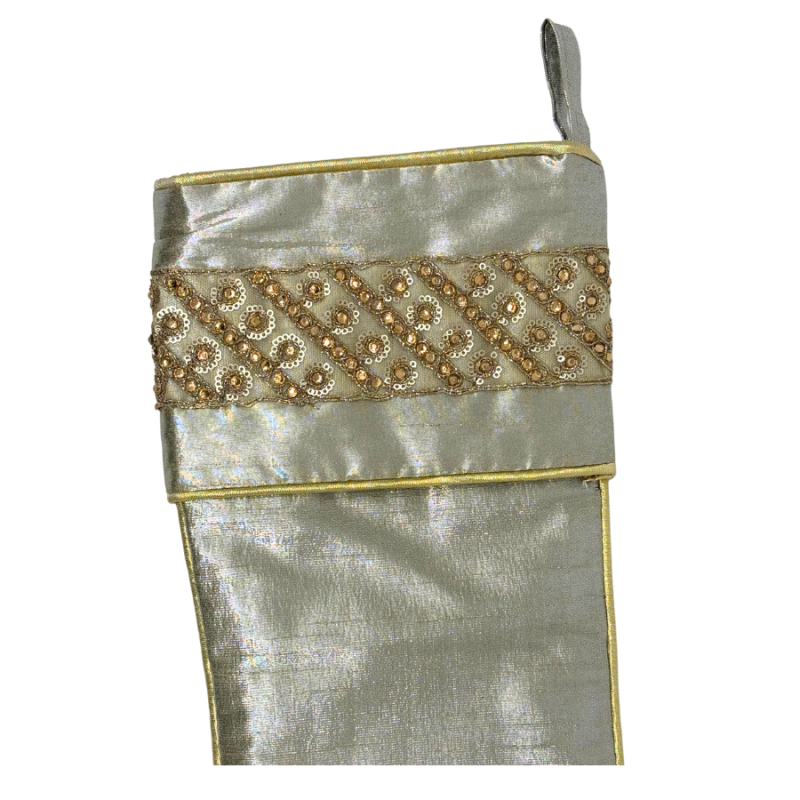 19" Champagne Satin w/ Sequins Stocking