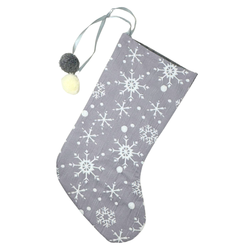 18" Gray w/ Snowflakes Stocking