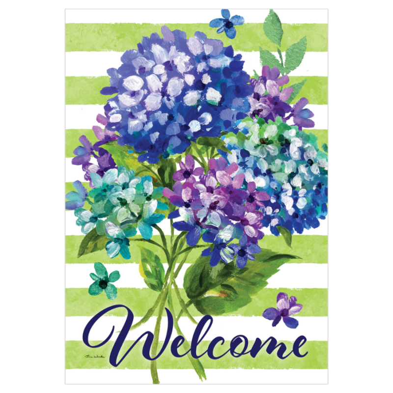Striped Hydrangea Garden Flag
