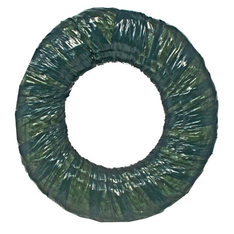 Straw Wreath Green Wrapped - 12"