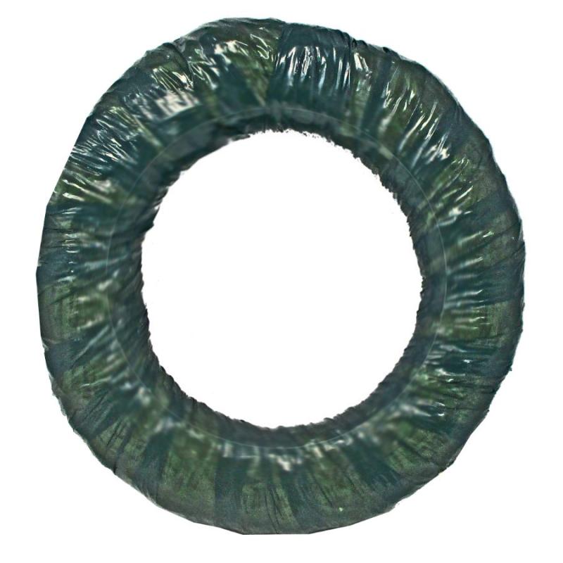 Straw Wreath Green Wrapped - 16"