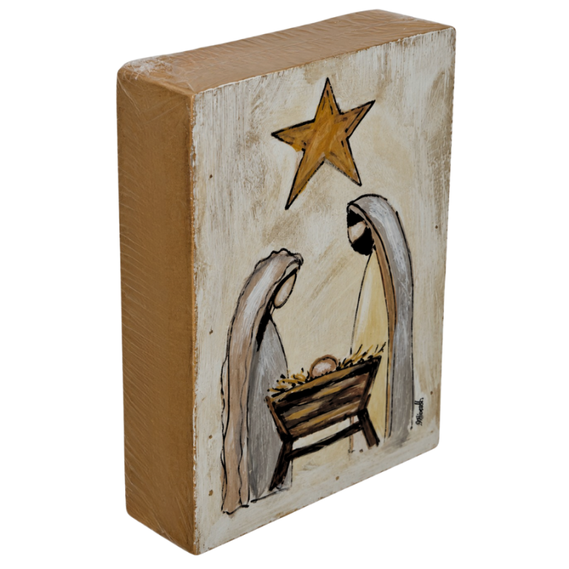 6" Holy Family Wood Block