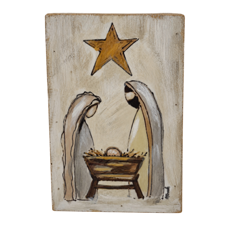 6" Holy Family Wood Block