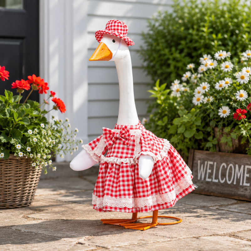 Porch Goose Outfit - Plaid Dress