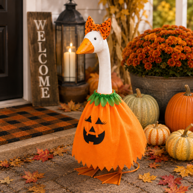 Porch Goose Outfit- Pumpkin Poncho