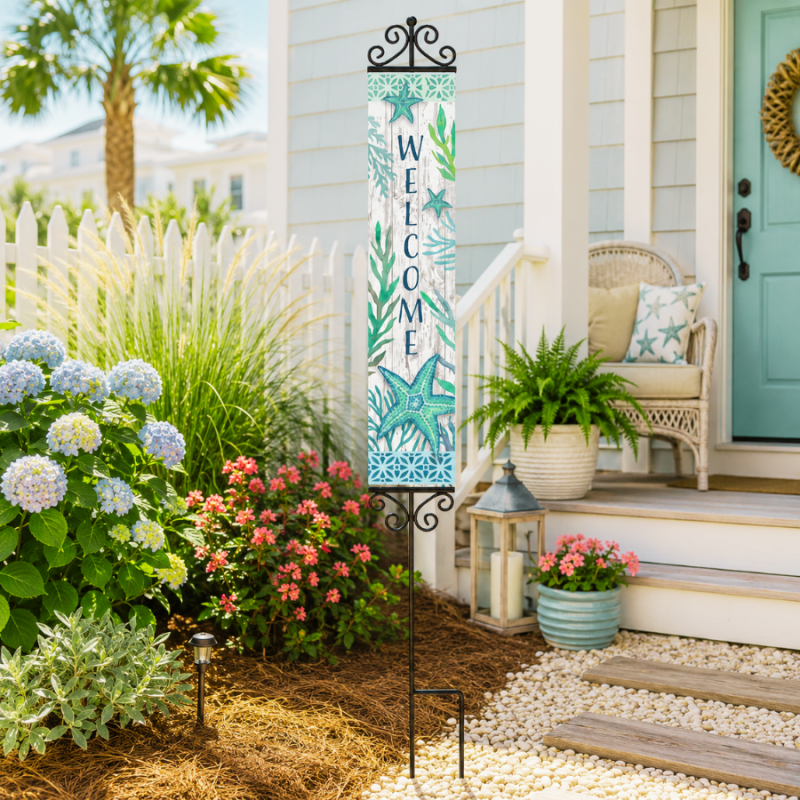 Teal Starfish Yard Expression Sign