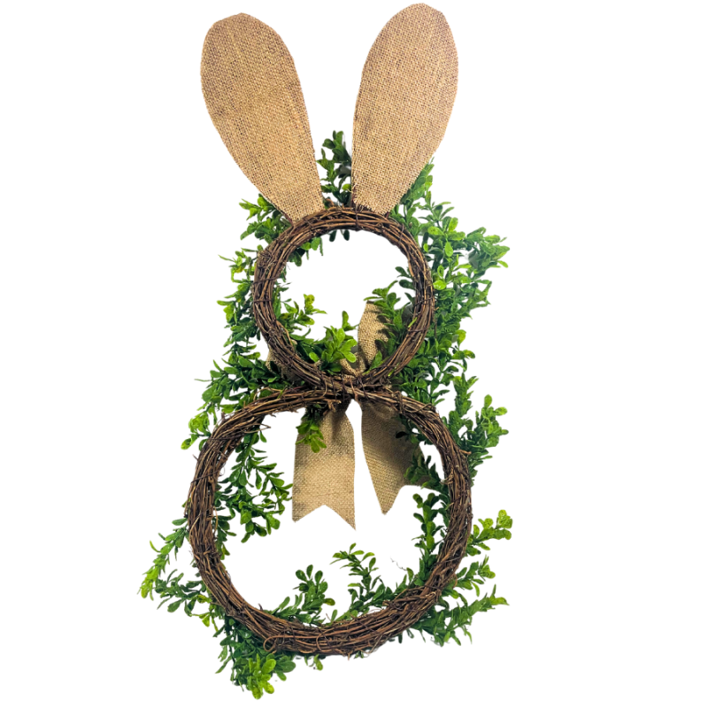 24" Greenery Bunny w/ Burlap Bow & Ears Wreath
