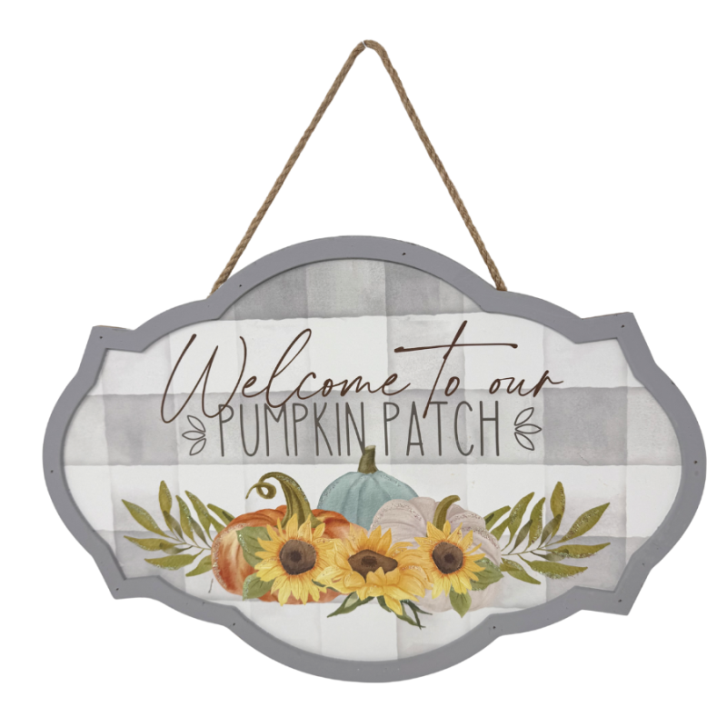 12" Wood Welcome to our Patch Hanging Sign