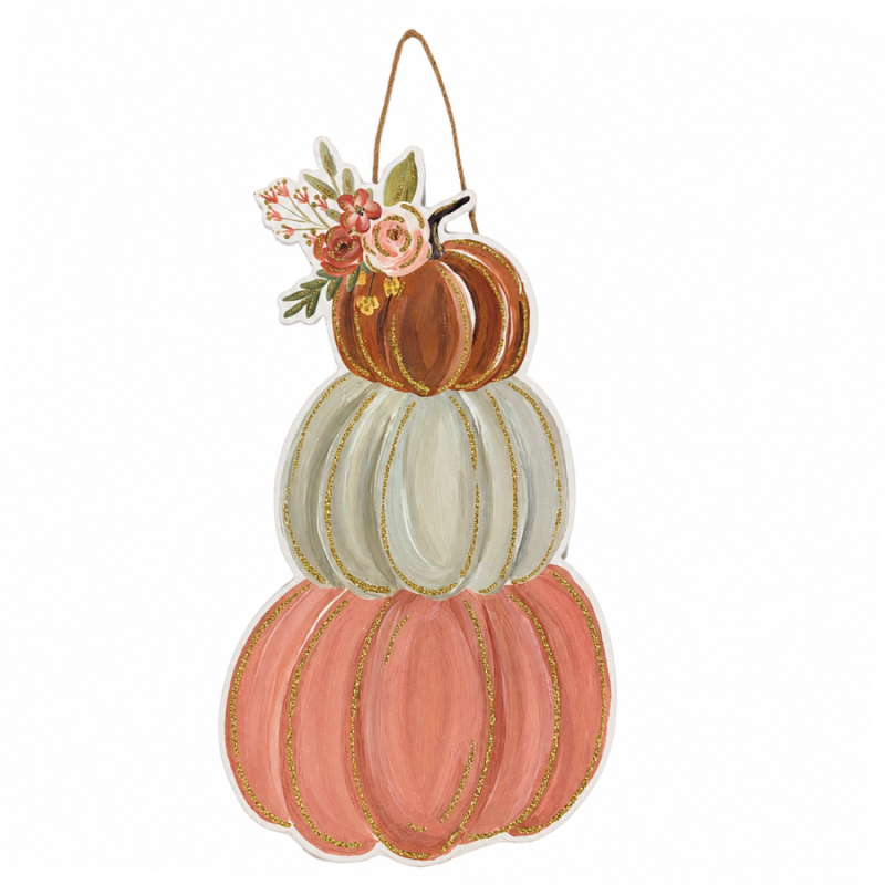 23" Glitter Stacked Pumpkins Sign