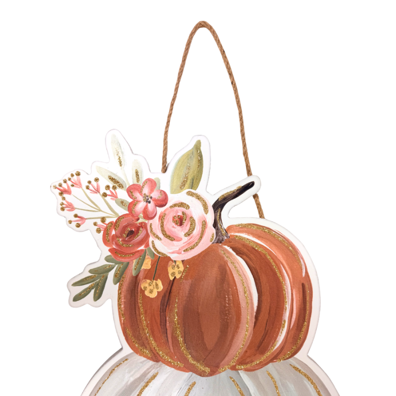 23" Glitter Stacked Pumpkins Sign