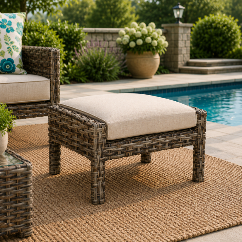 Torrence Silver Oak Ottoman