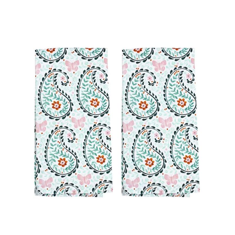 Cotton Twill Paisley Kitchen Towels - Set of 2