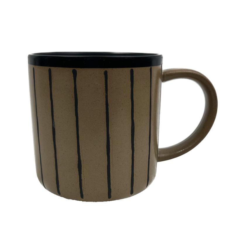 17.8 oz Shadow Mug - Brown & Black Thin Vertical Stripes