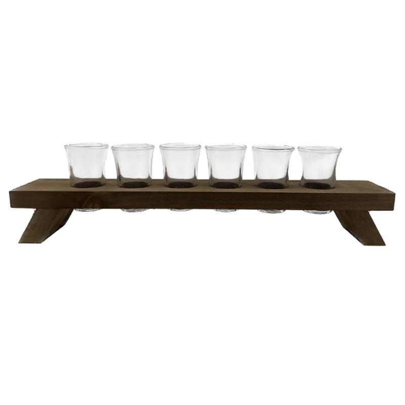 6pc Mason Craft & More Shot Glass Set with Wood Tray (A) Glassware Carolina Pottery