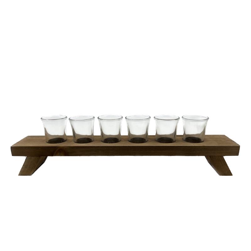 6pc Mason Craft & More Shot Glass Set with Wood Tray (A) Glassware Carolina Pottery