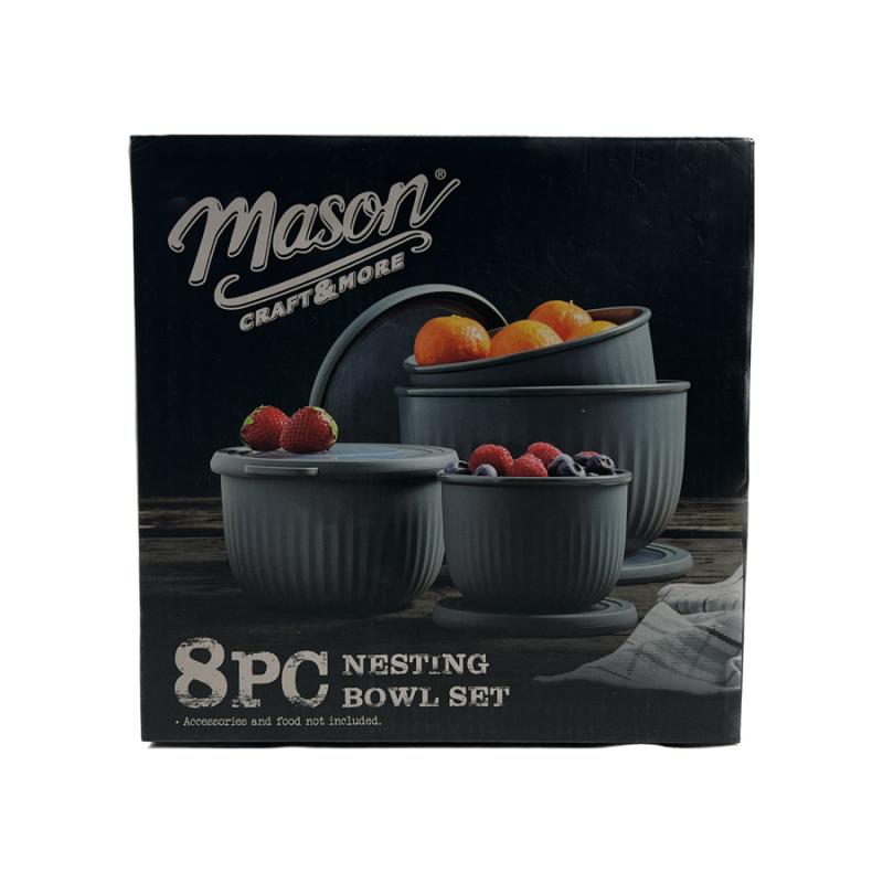 Mason Craft & More Deep Nesting Bowls w/Lids - Grey - Set of 4