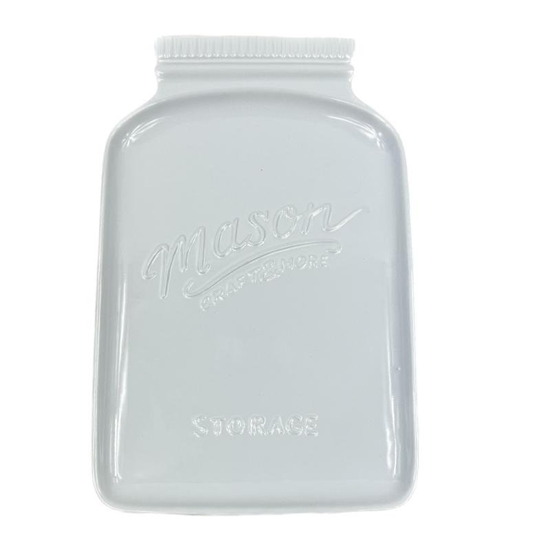 14" Mason Jar Shape Platter - White