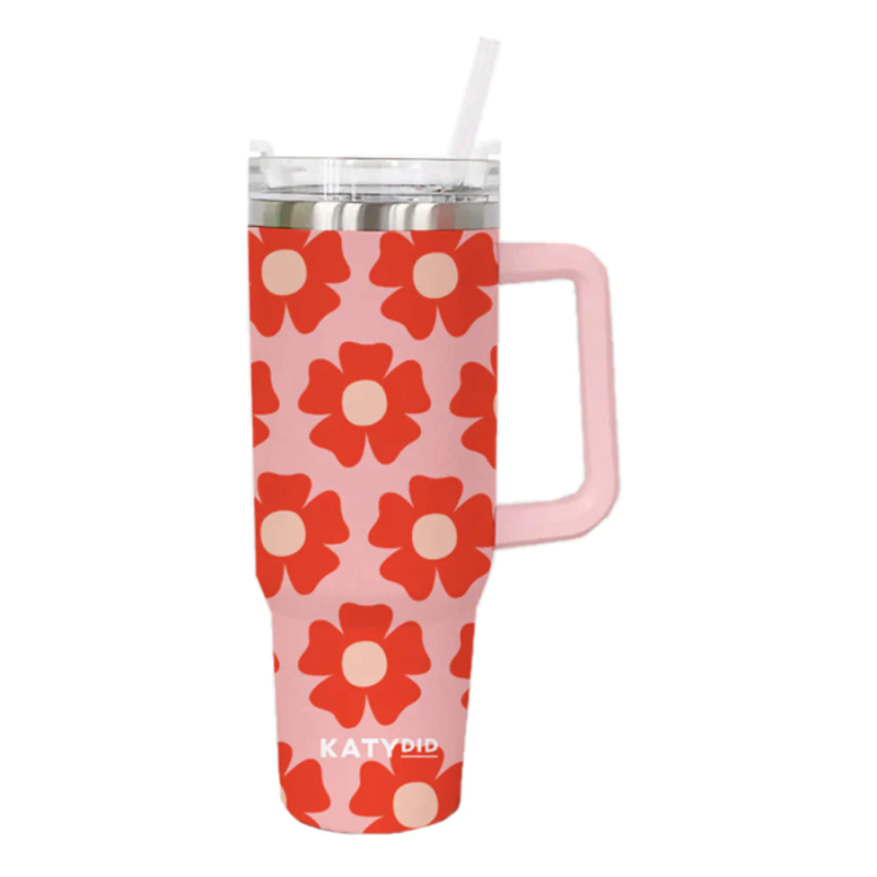 40 oz Tumbler w/Handle - Flower Power, Mother's Day