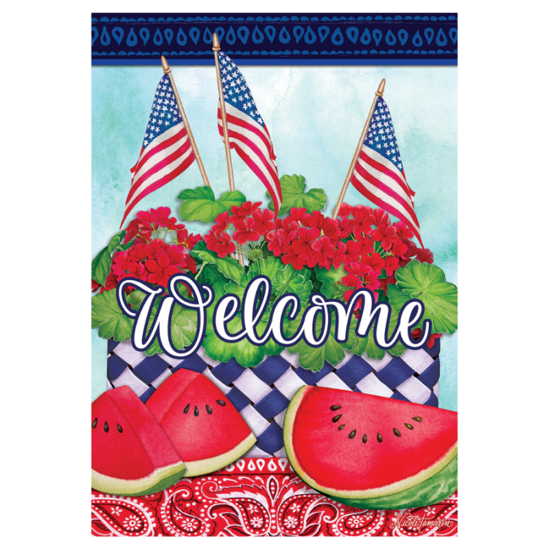 Watermelon & Flags Garden Flag