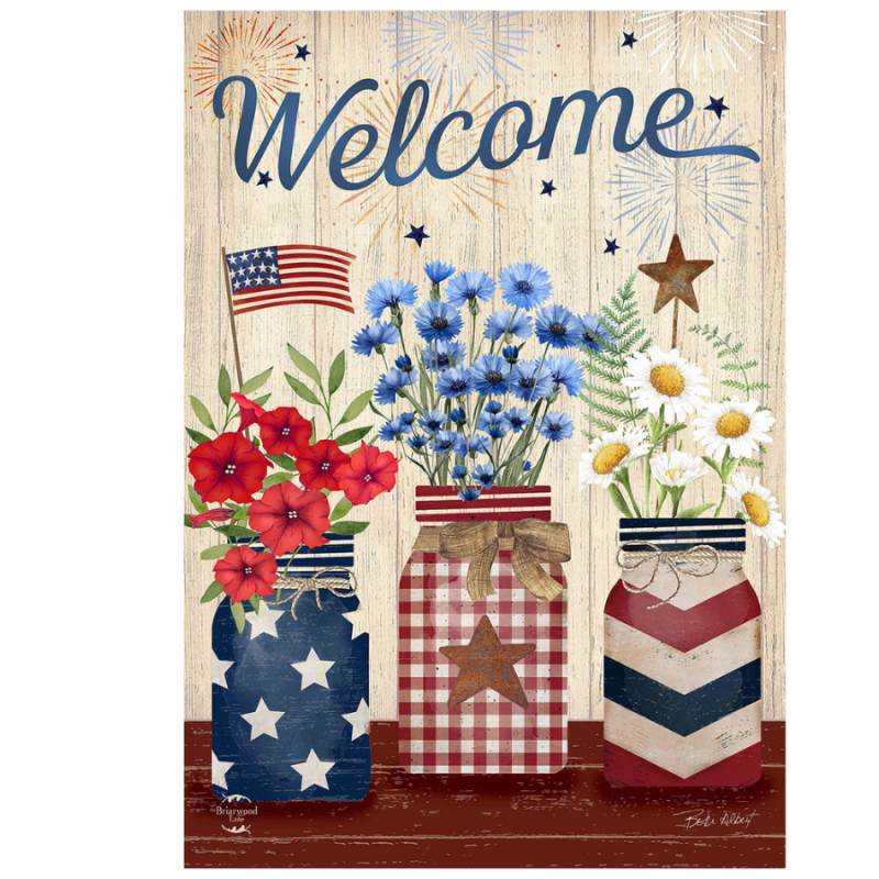 Welcome American Mason Jars Garden Flag
