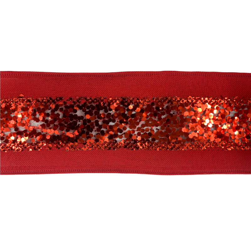 2.5" x 10yd Metallic Striped Red Ribbon