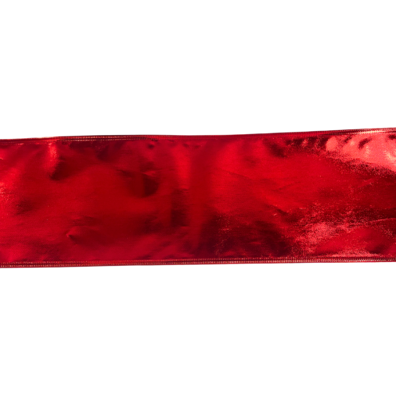 4" x 10yd Lurex Red Wired Ribbon