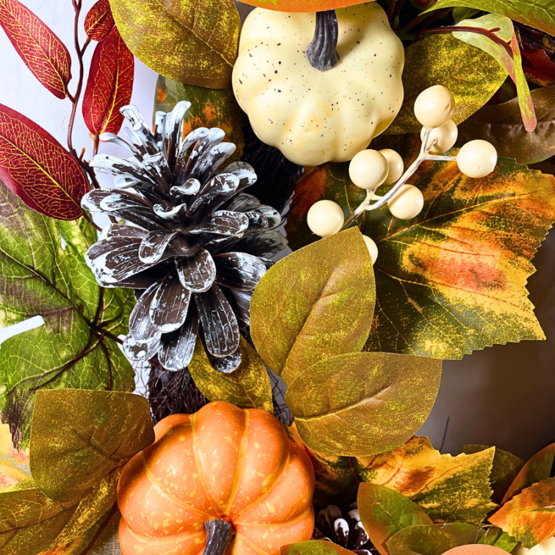 24" Pumpkins and Pinecones Wreath