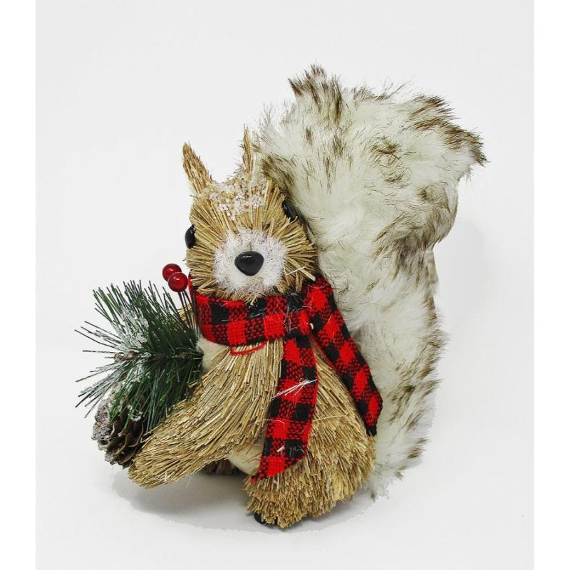 Straw Squirrel With Furry Tail Christmas Decor 7 5 All Things Christmas