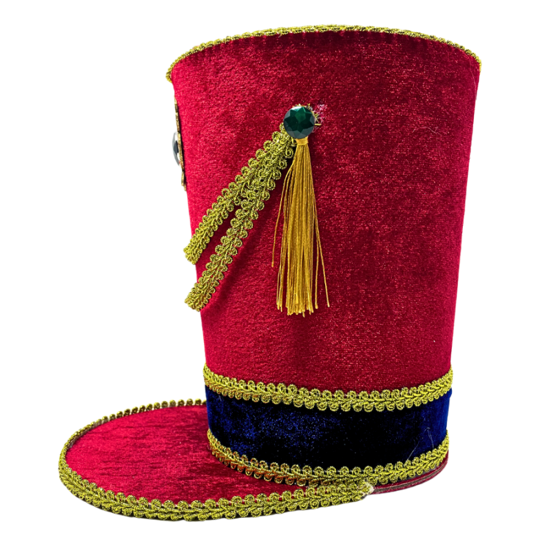 8" Red Velvet Nutcracker Drum Hat Decor
