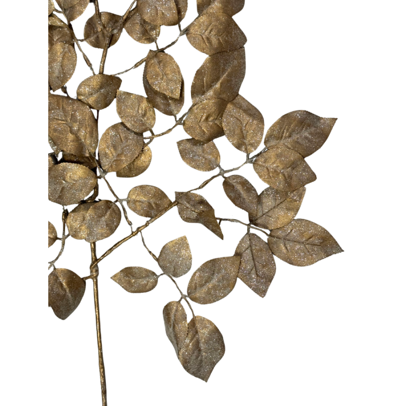 31" Glitter Rose Leaf Spray - Bronze