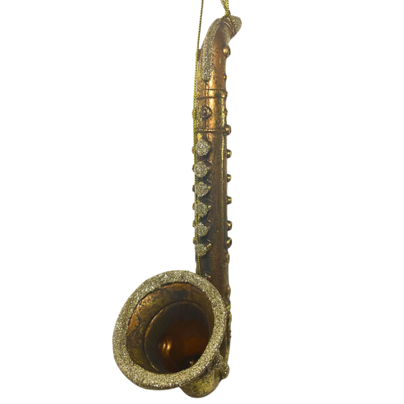 10" Brass Saxophone w/ Glitter Ornament