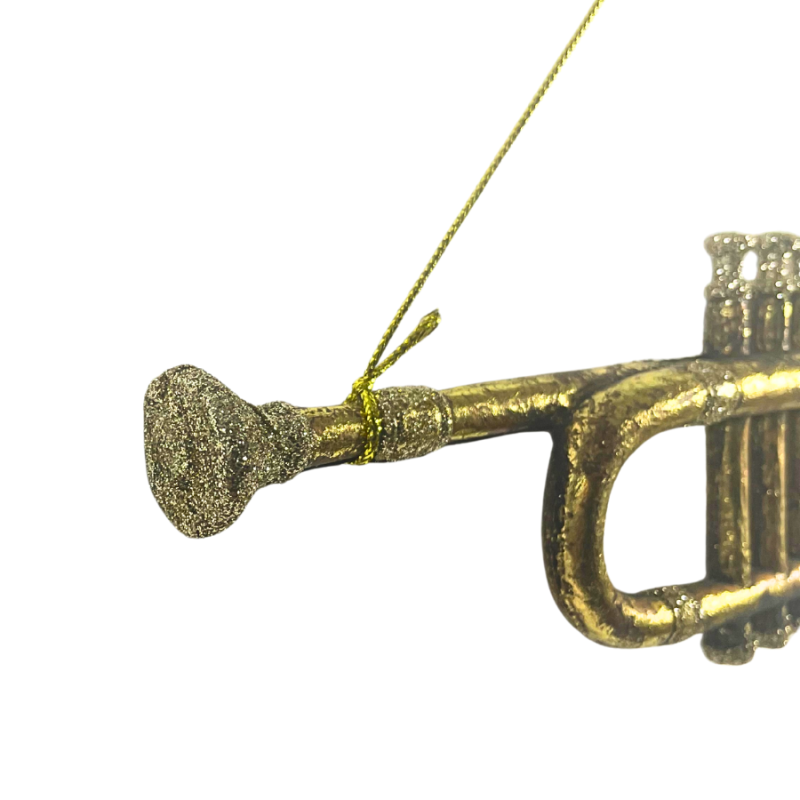 10" Brass Trumpet w/ Glitter Ornament