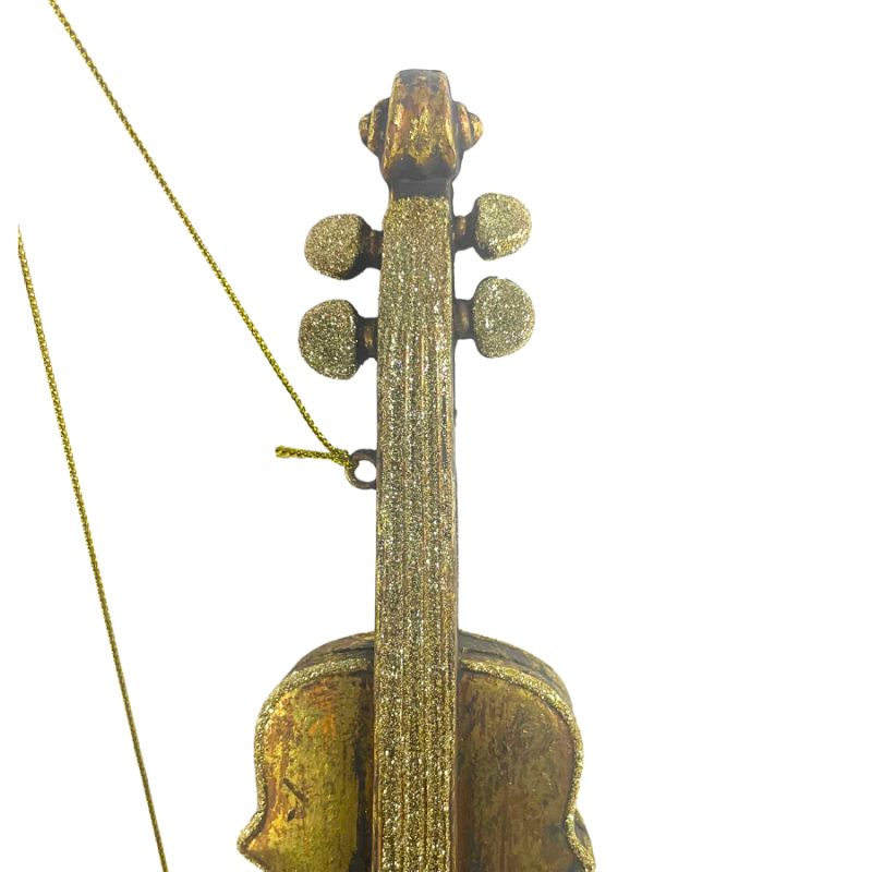 10" Brass Violin w/ Glitter Ornament