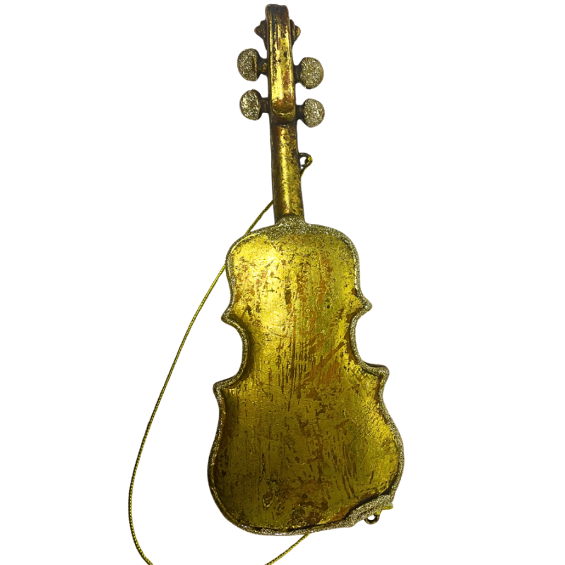 10" Brass Violin w/ Glitter Ornament