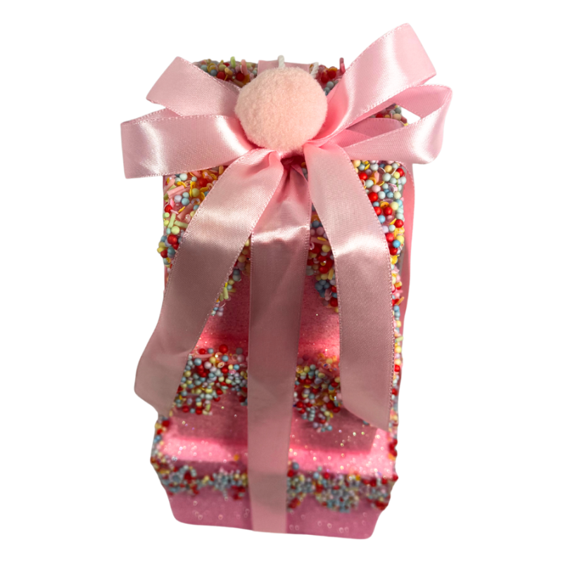 12" Beaded Stack Cake Ornament-Pink