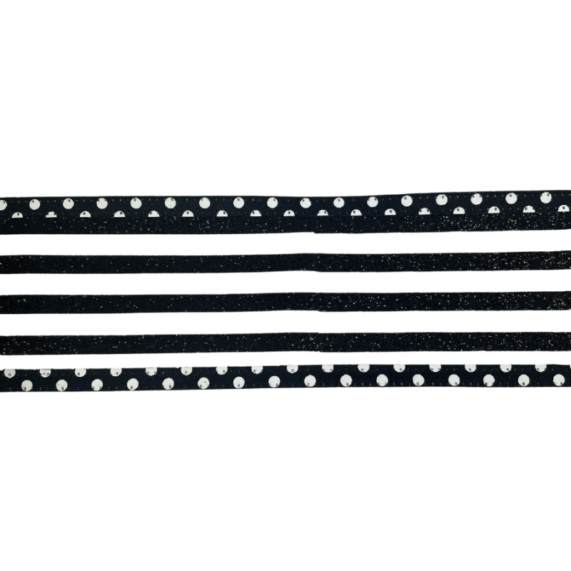 2.5" x 10yd White & Black Glitter Stripe Ribbon