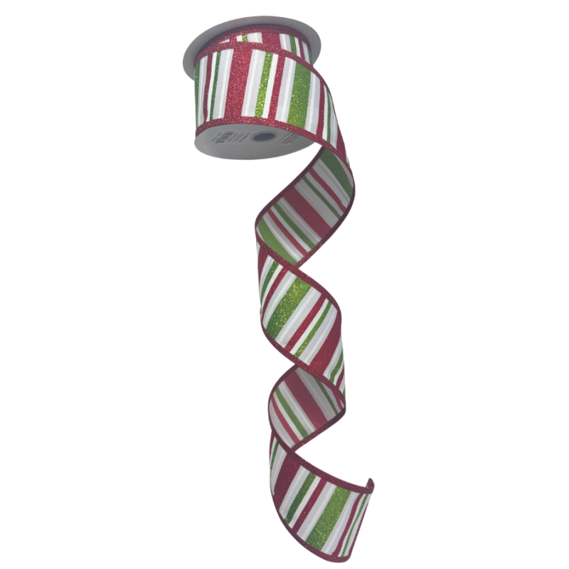 2.5" x10yd Holiday Vertical Striped Ribbon