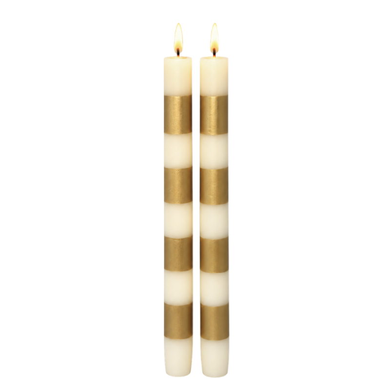 10" Ivory & Metallic Gold Stick Candles- Pack of 2