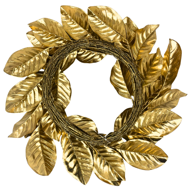 22" Golden Metallic Magnolia Leaf Wreath