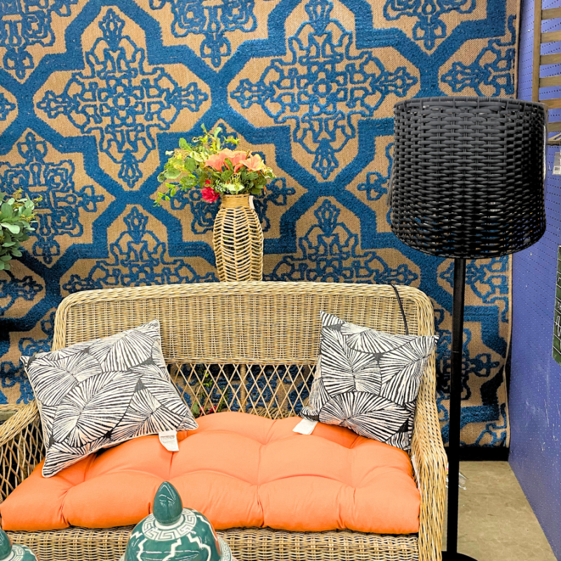 58" Waterproof Outdoor Wicker Floor Lamp
