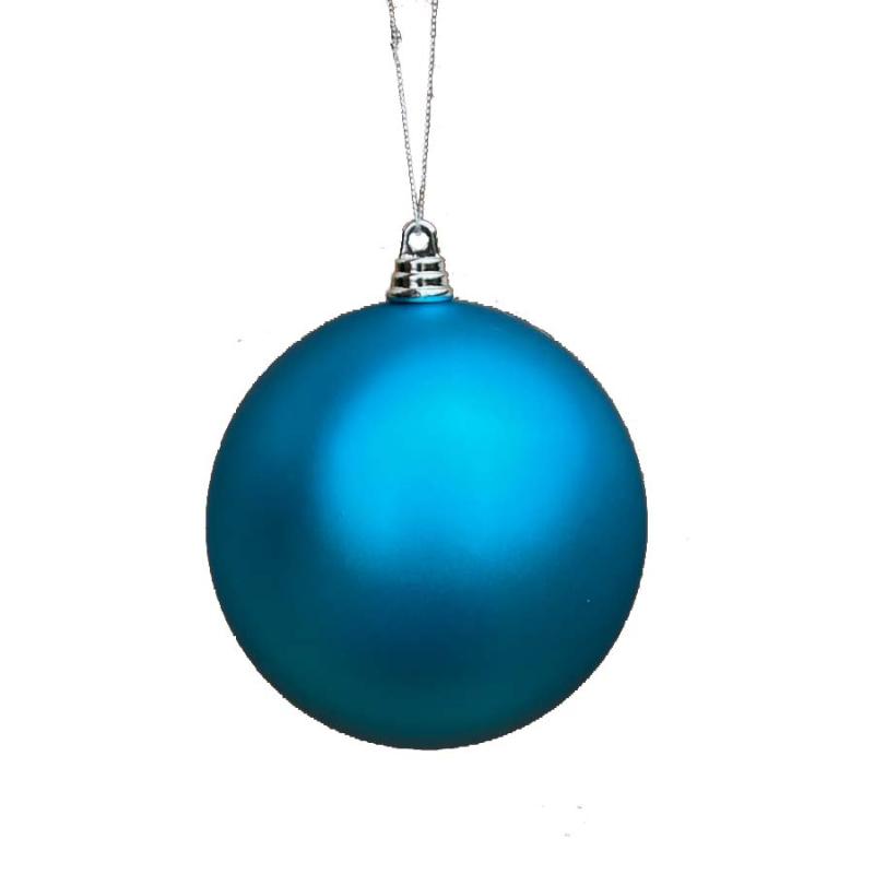 3.9" Matte Plastic Ball Ornament - Turquoise