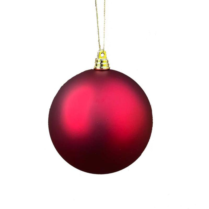 3.9" Matte Plastic Ball Ornament - Red