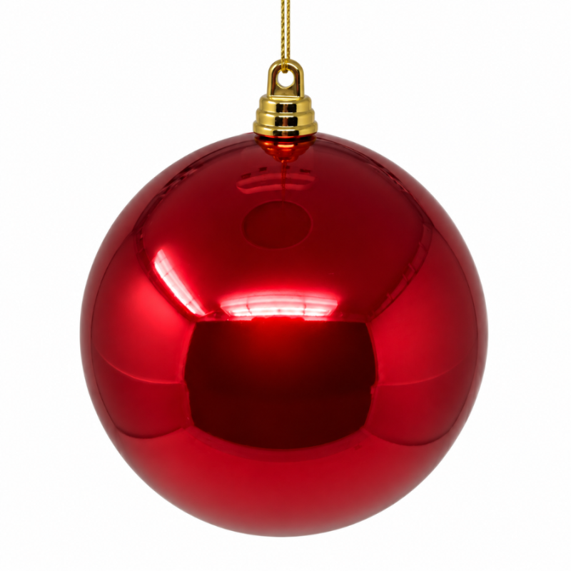 6" Shiny Ball Ornament - Red